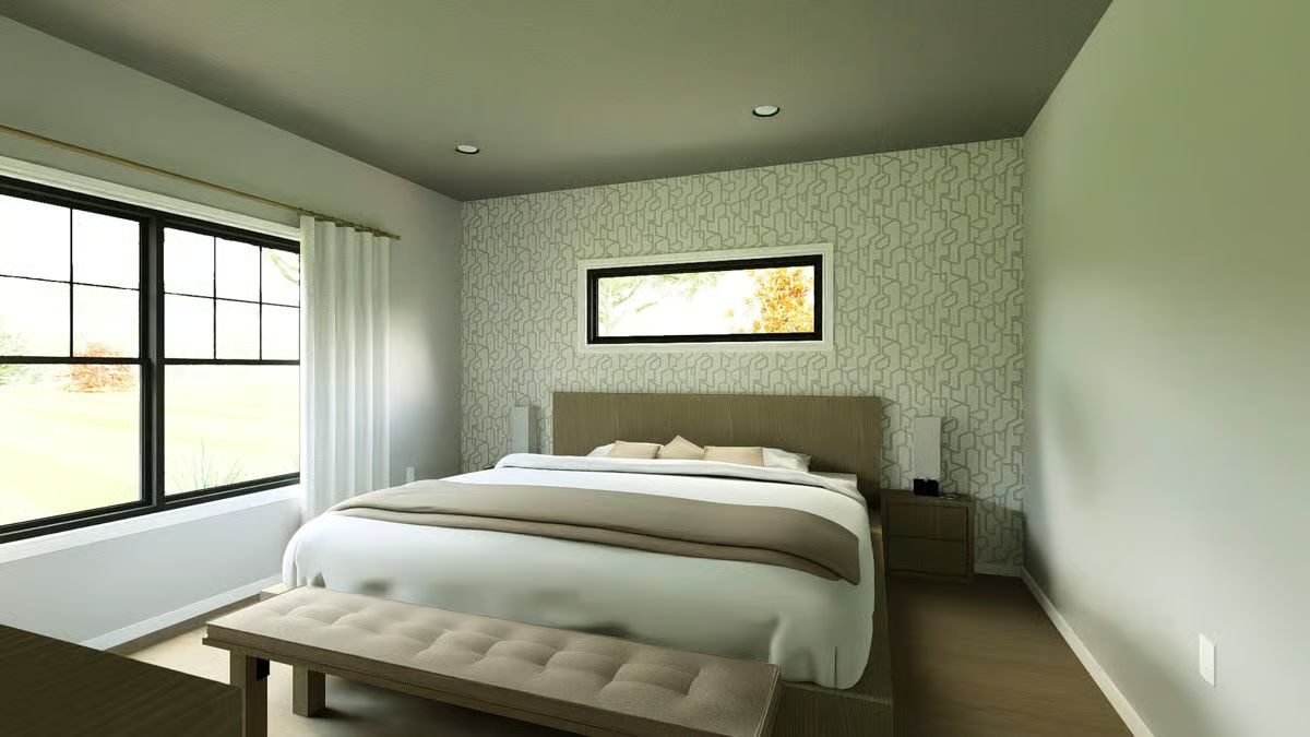 Patterned Wallpaper and a Clerestory Window Make This Bedroom Worth Lingering In