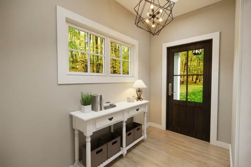 Craftsman Entry Hall Where Dark Wood and White Console Share the Welcome
