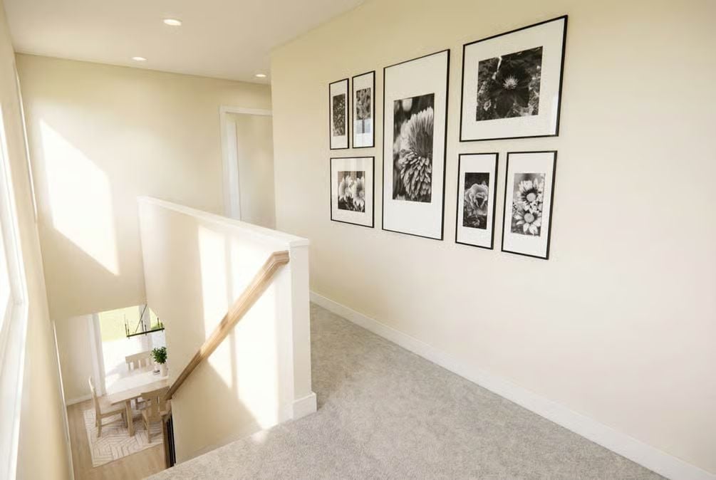 Black-and-White Botanical Gallery Wall Turns a Landing Into a Destination