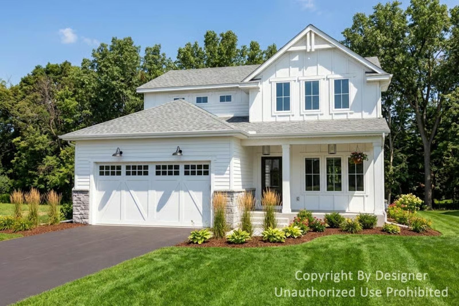Modern Farmhouse-Style 3-Bedroom Home with Open Living Space and Front Porch (Floor Plan)