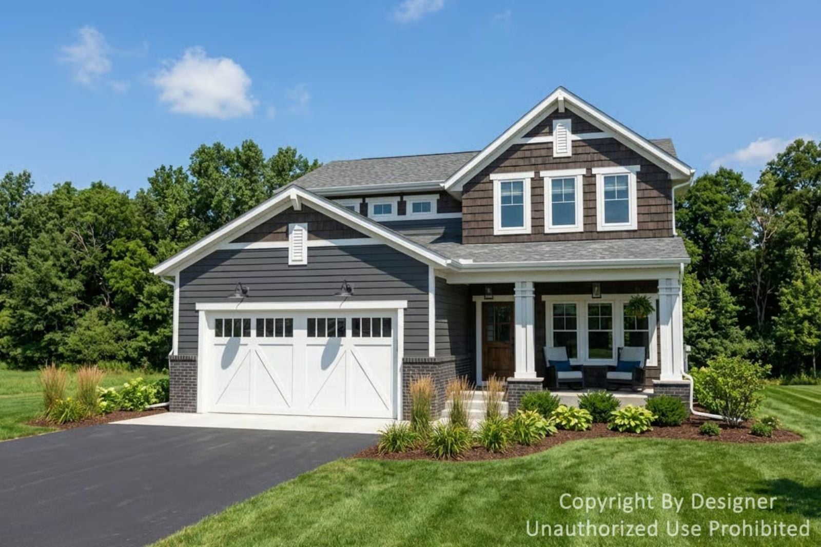 Craftsman 3-Bedroom Traditional Home with Double Garage and Front Porch (Floor Plan)
