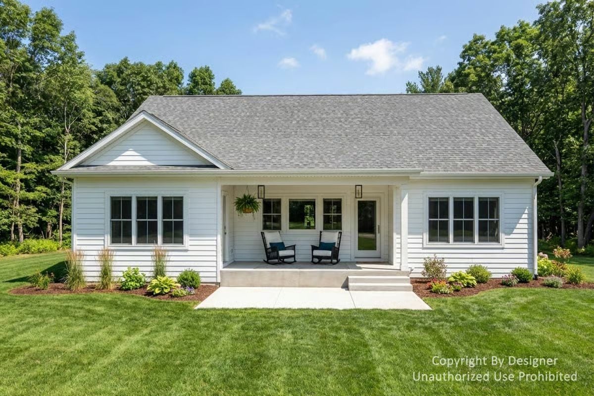 White Lap Siding, a Covered Porch, and Zero Wasted Curb Appeal