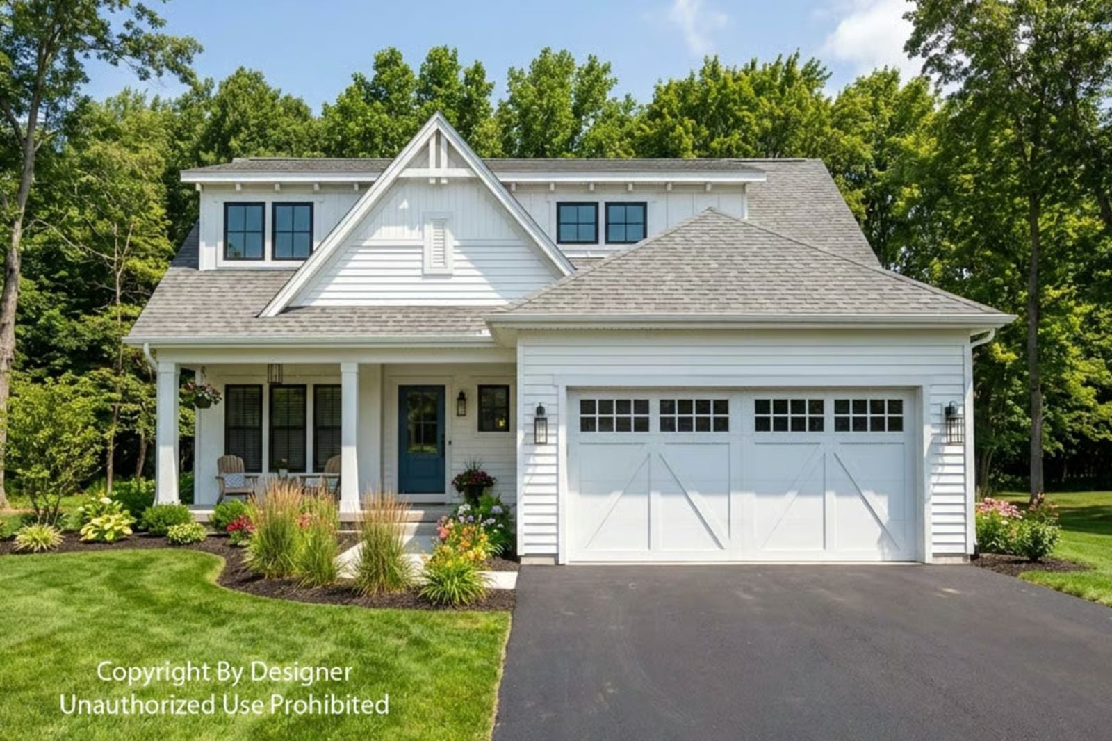 3-Bedroom Modern New American Home with Loft Space and Covered Front Porch (Floor Plan)