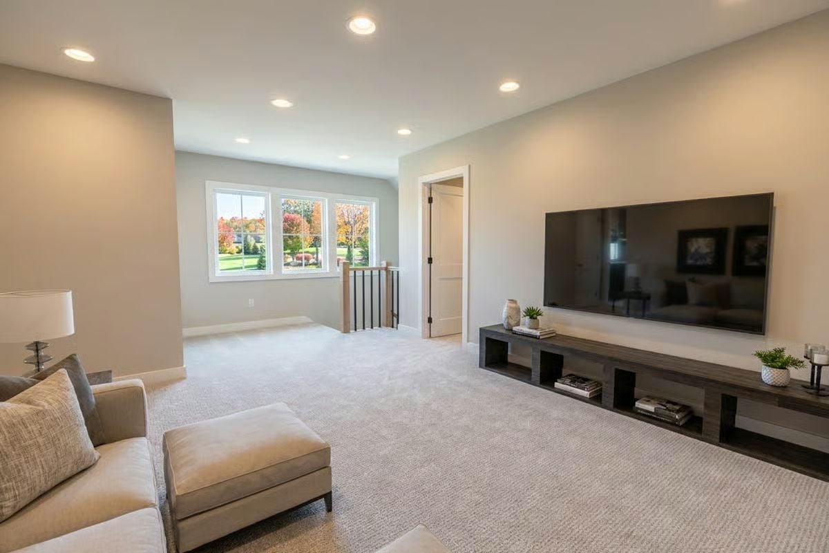 Loft TV Wall With a Media Console That Actually Has Room to Breathe