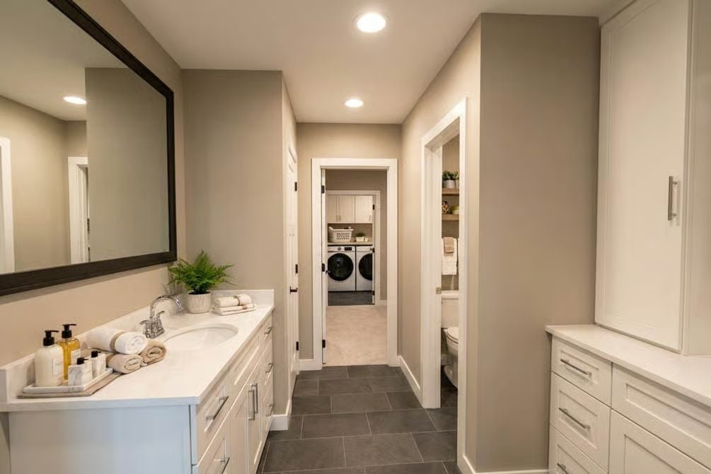 Bathroom With a Laundry Room Door That Actually Makes Sense