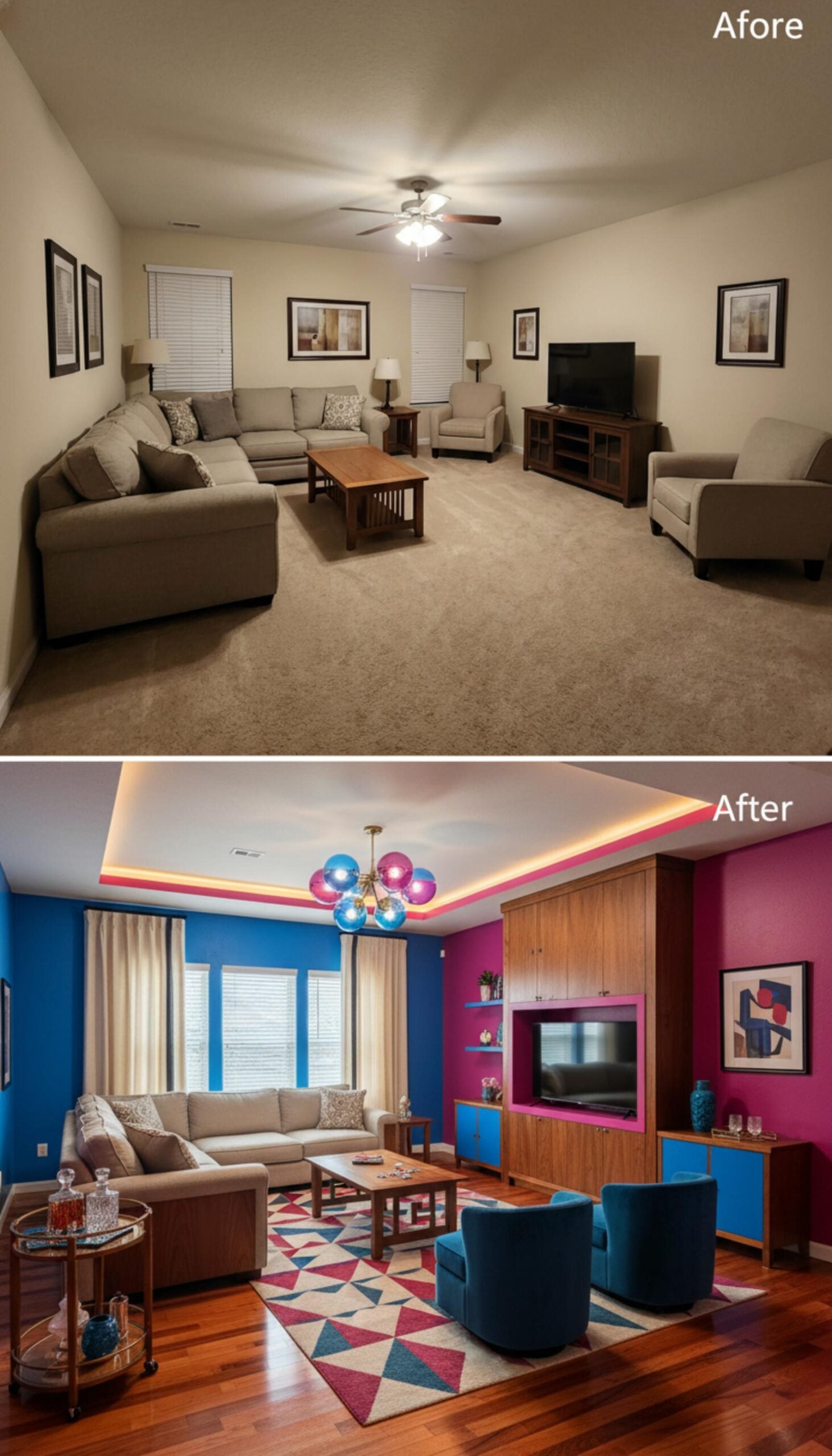 Cobalt Walls, a Sputnik Chandelier, and Magenta That Refuses to Be Subtle