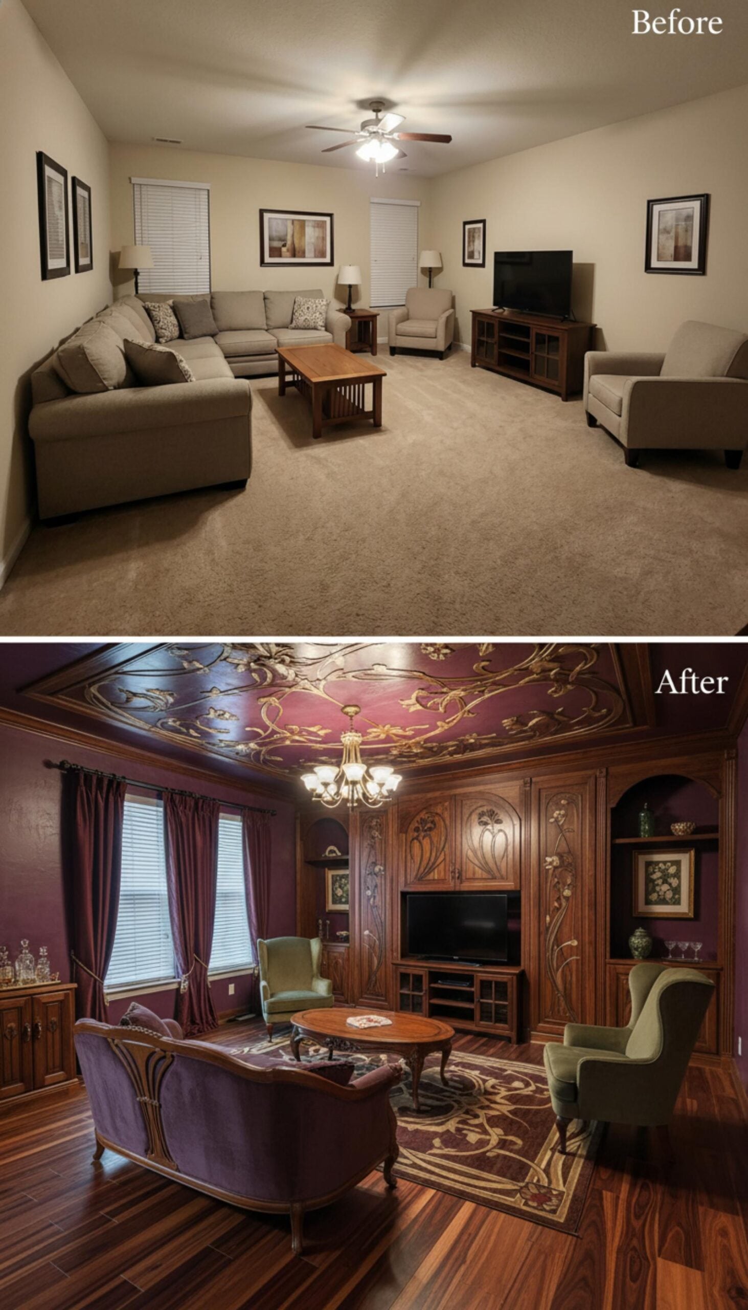 Art Nouveau Carved Paneling, Jewel-Toned Walls, and a Ceiling That Stops You Cold