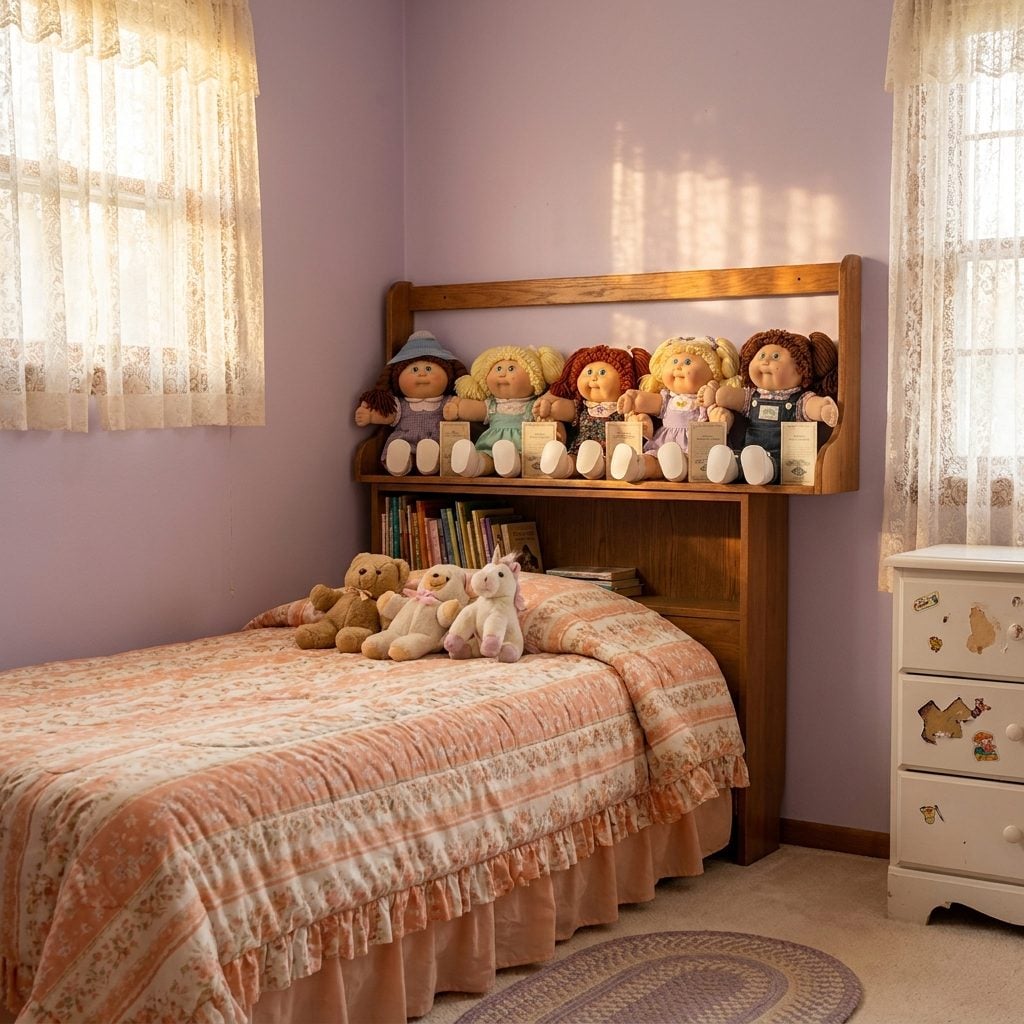 The Row of Cabbage Patch Kids on the Shelf, Adoption Papers Tucked In Beside Them