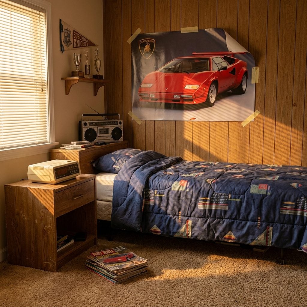 The Giant Lamborghini Countach Poster Taped Directly to the Wall