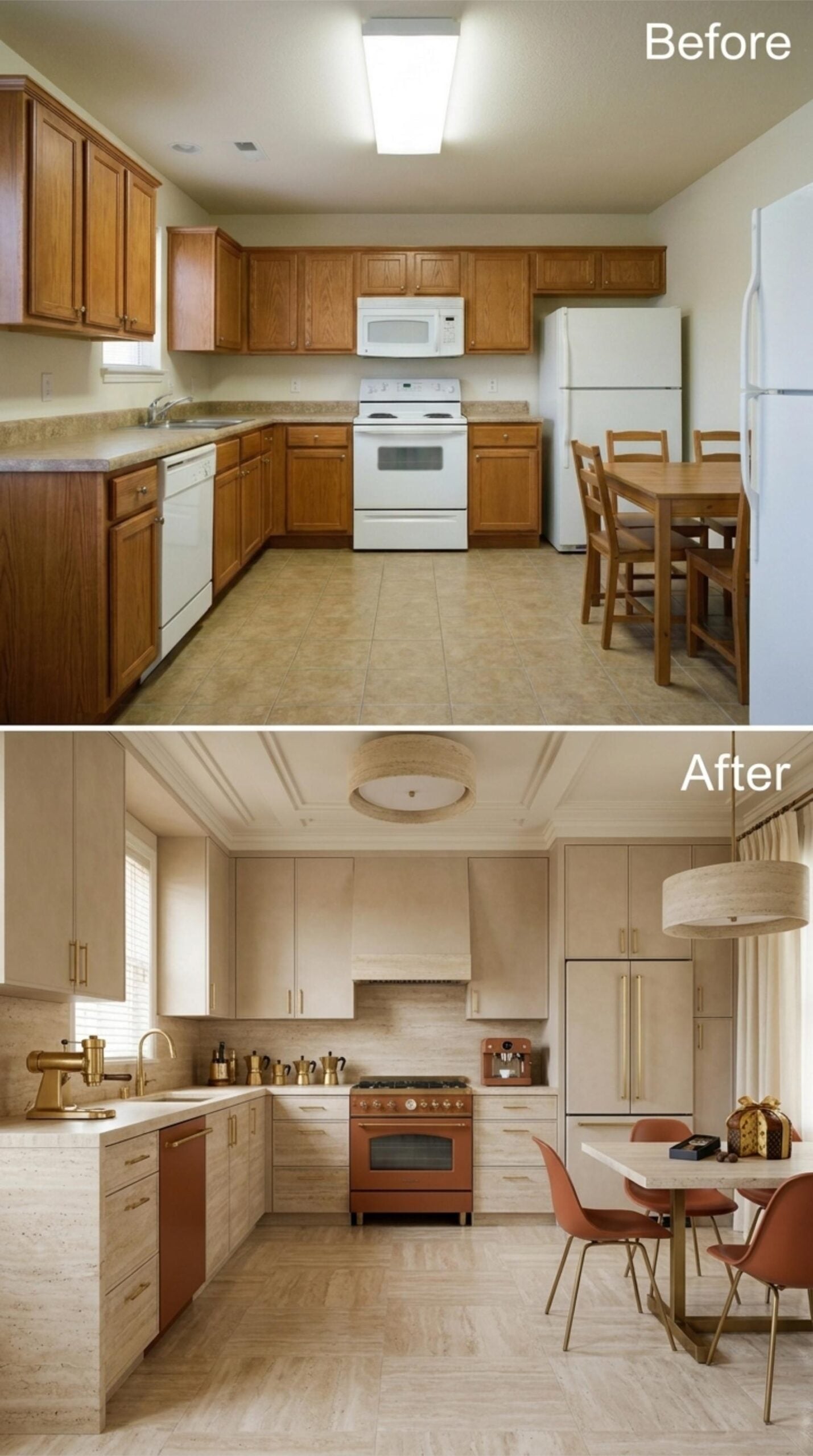 Cream Cabinetry, Brass Hardware, and a Terracotta Range That Refuses to Blend In