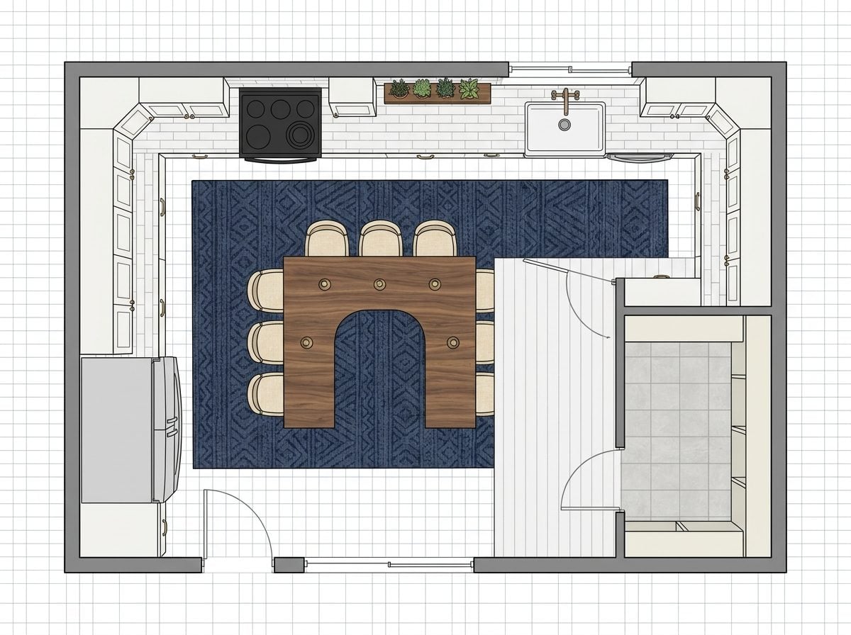 Wraparound Island Bar with Hidden Pantry Behind Shiplap Panel Wall