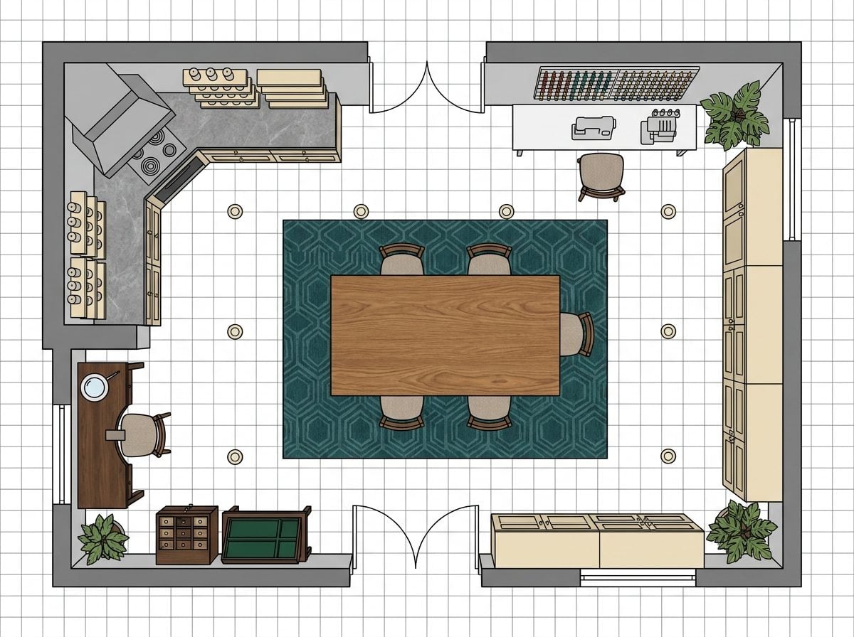 Multi-Zone Craft Room with Candle Making, Jewelry Design, and Sewing Stations Plus Central Workspace