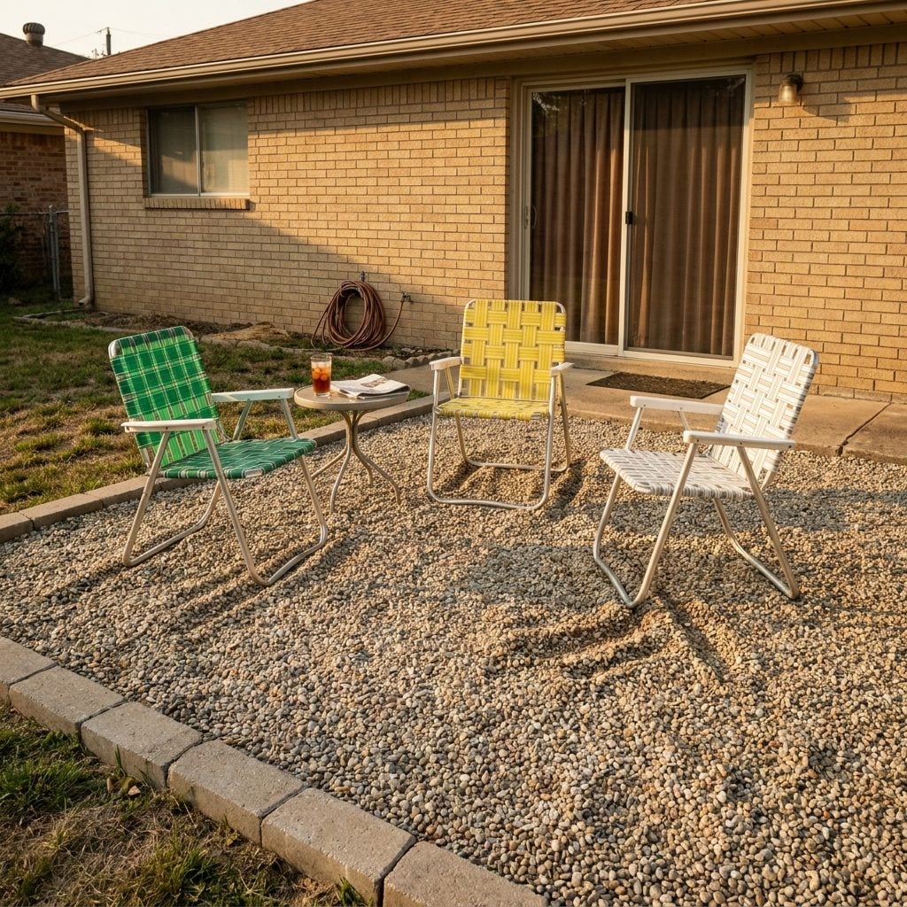 The Gravel Patio with Aluminum Lawn Chairs That Announced Every Movement