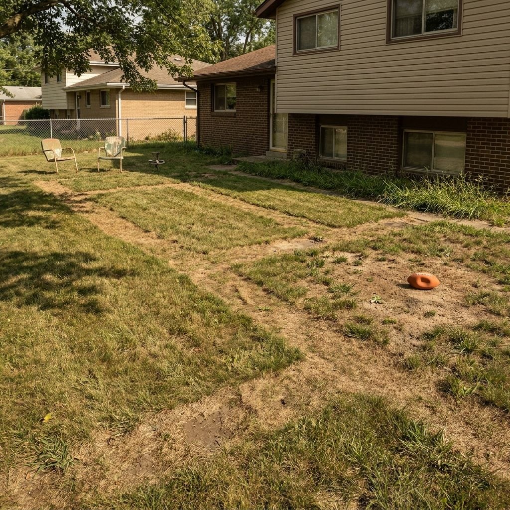 That Patchy Lawn Worn Thin from Constant Neighborhood Football Games