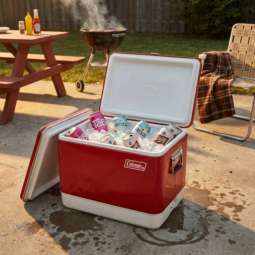 A Cooler Full of Tab, Fresca, or Schlitz Packed with Melting Ice