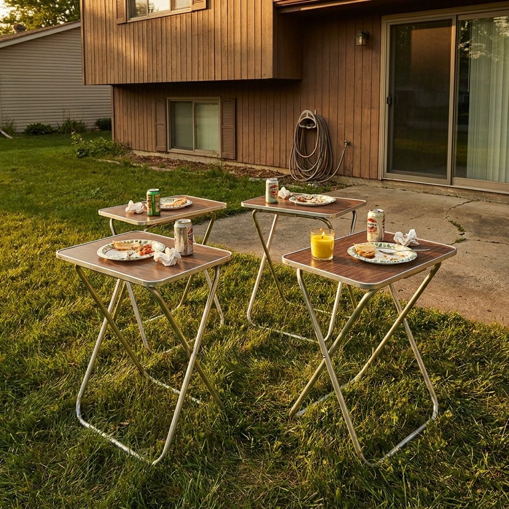 The Stack of Aluminum TV Trays That Made Every Backyard Dinner Feel Like a Picnic