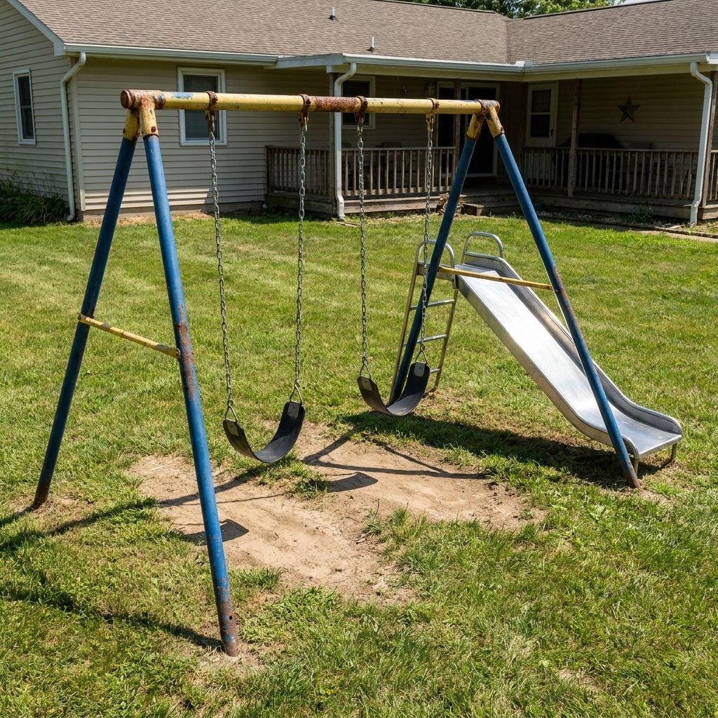 A Metal Swing Set with Seats Hot Enough to Brand You by Afternoon
