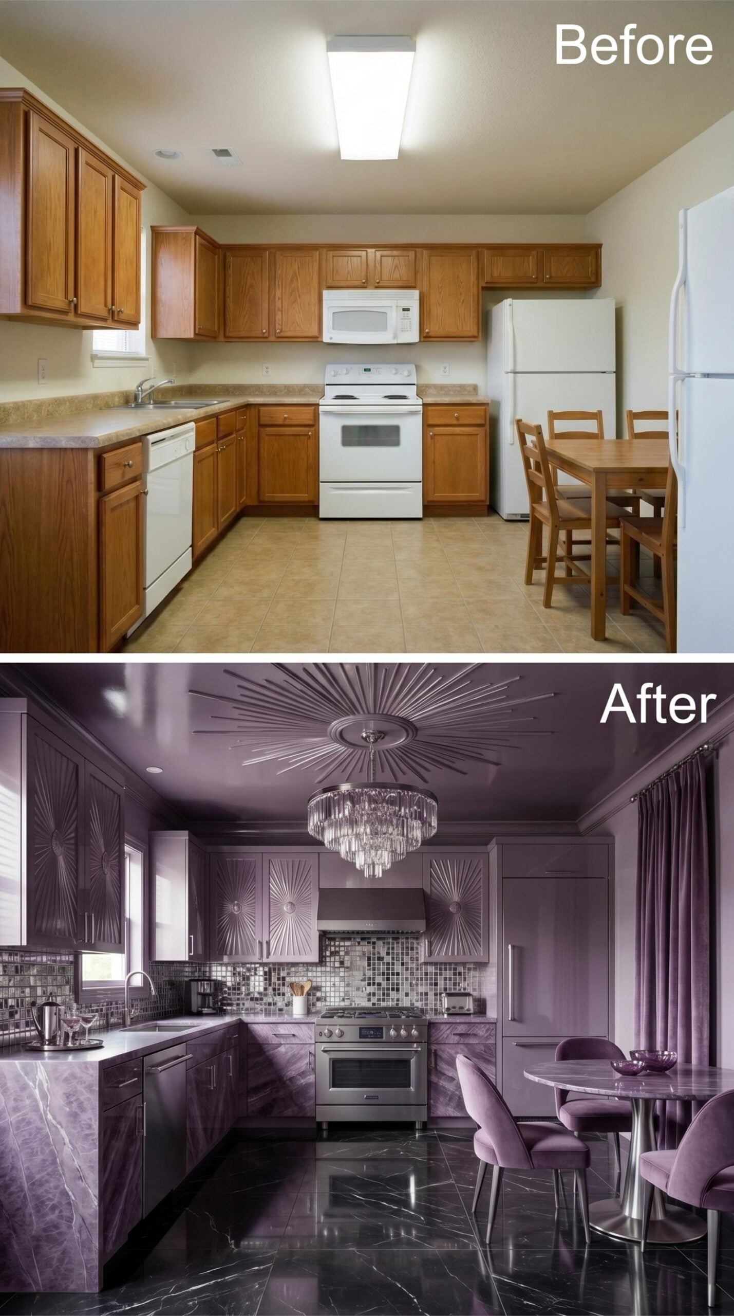 Mauve Lacquer, Sunburst Ceiling Relief, and Crystal That Earns Its Place