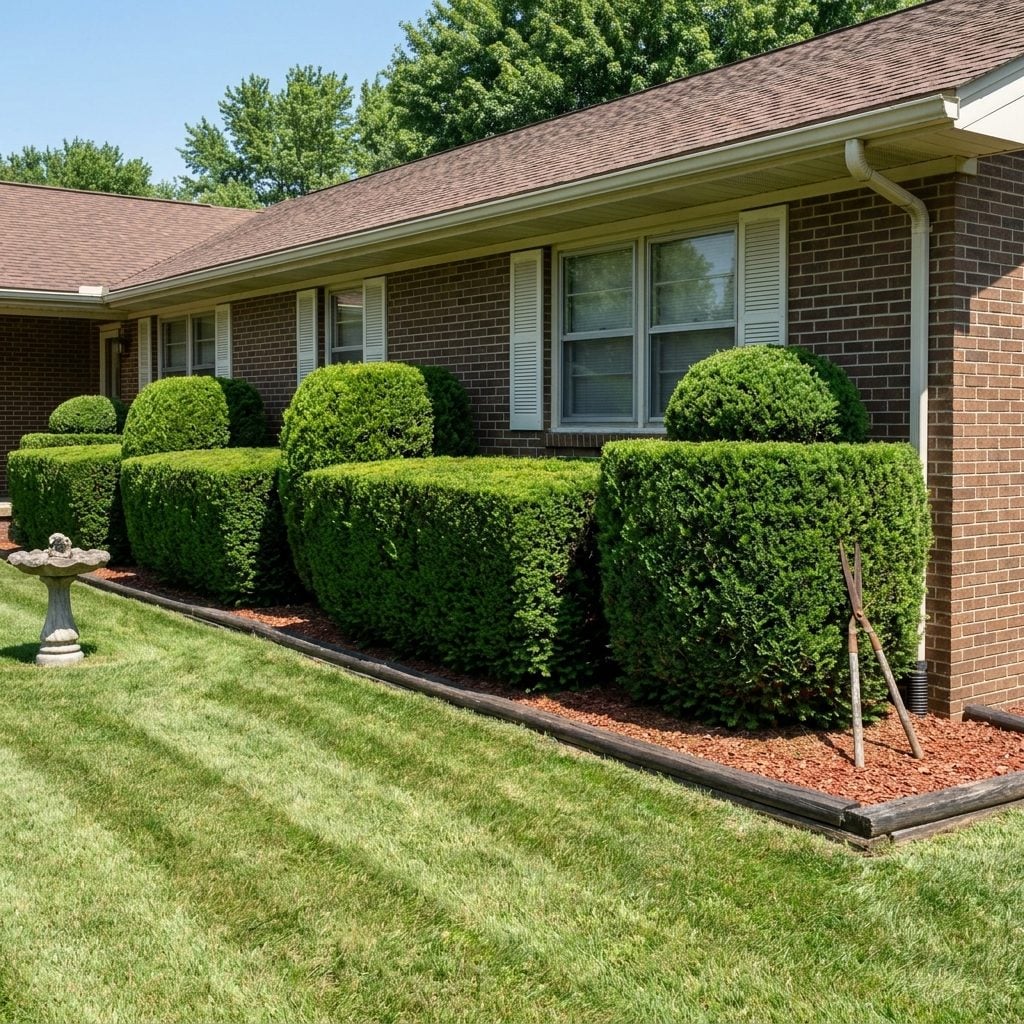 Massive Evergreen Shrubs Trimmed into Geometric Shapes Every Single Summer