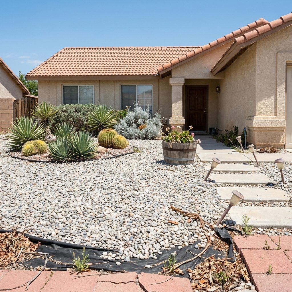 The Decorative White Rock Landscaping That Replaced an Entire Lawn (Regrettably)