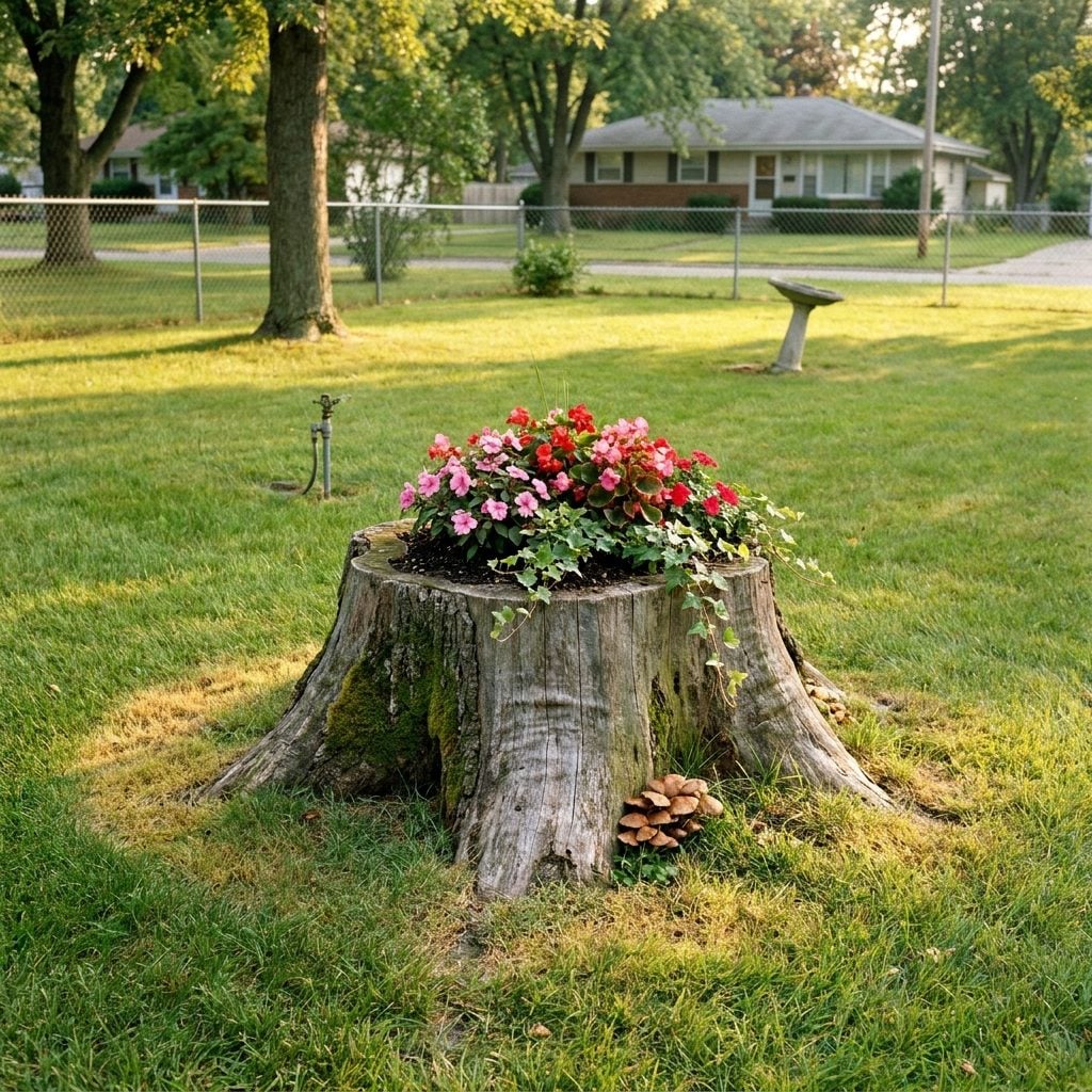 The Tree Stump Nobody Removed, Turned Into a Flower Planter Out of Sheer Determination