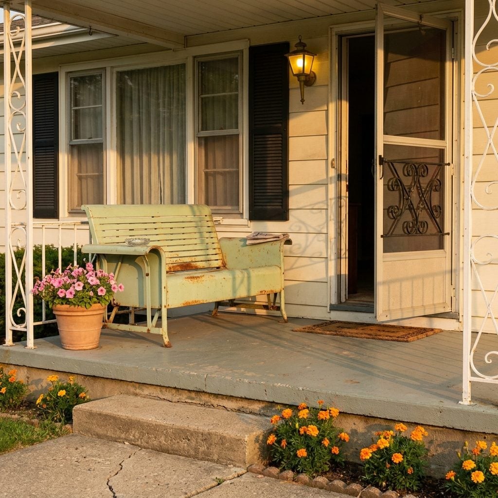 The Metal Glider Bench That Squeaked Like Clockwork on Every Front Porch