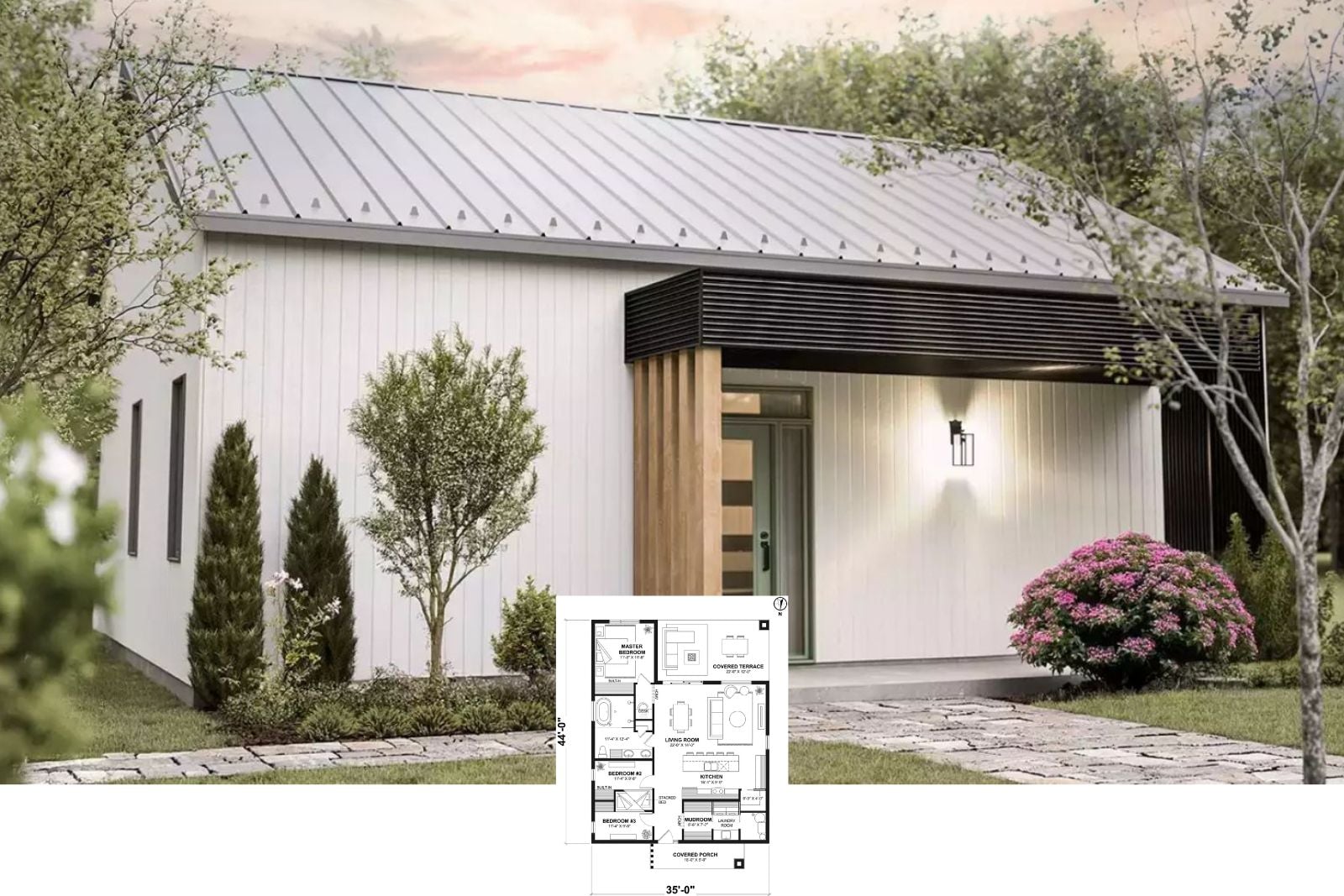 Browns Spring 3-Bedroom Modern Home Plan with Covered Terrace Designed for Families Who Refuse to Live in a Cookie-Cutter Home (Floor Plan)