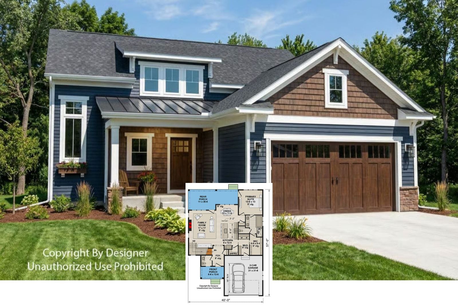 3-Bedroom Craftsman-Style Home with Covered Front Porch and Loft (Floor Plan)