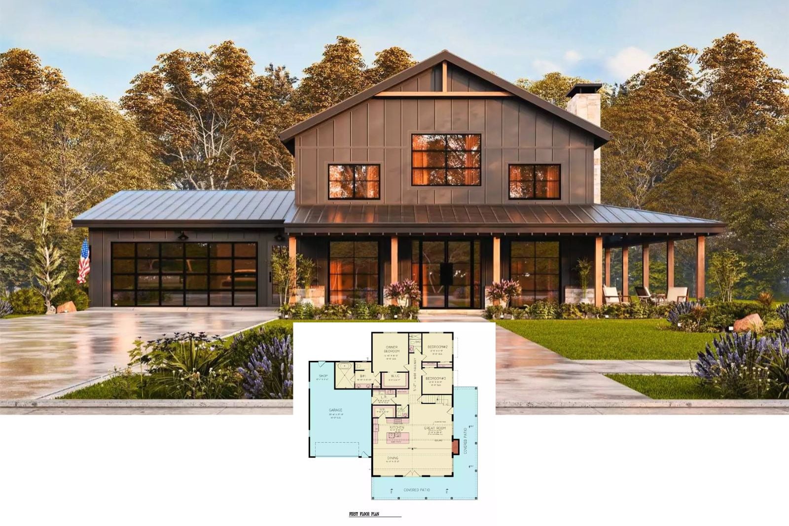 Grenville View 3-Bedroom Farmhouse Floor Plan with an Epic Wraparound Porch for Families Who Outgrew Their Starter Home Three Years Ago