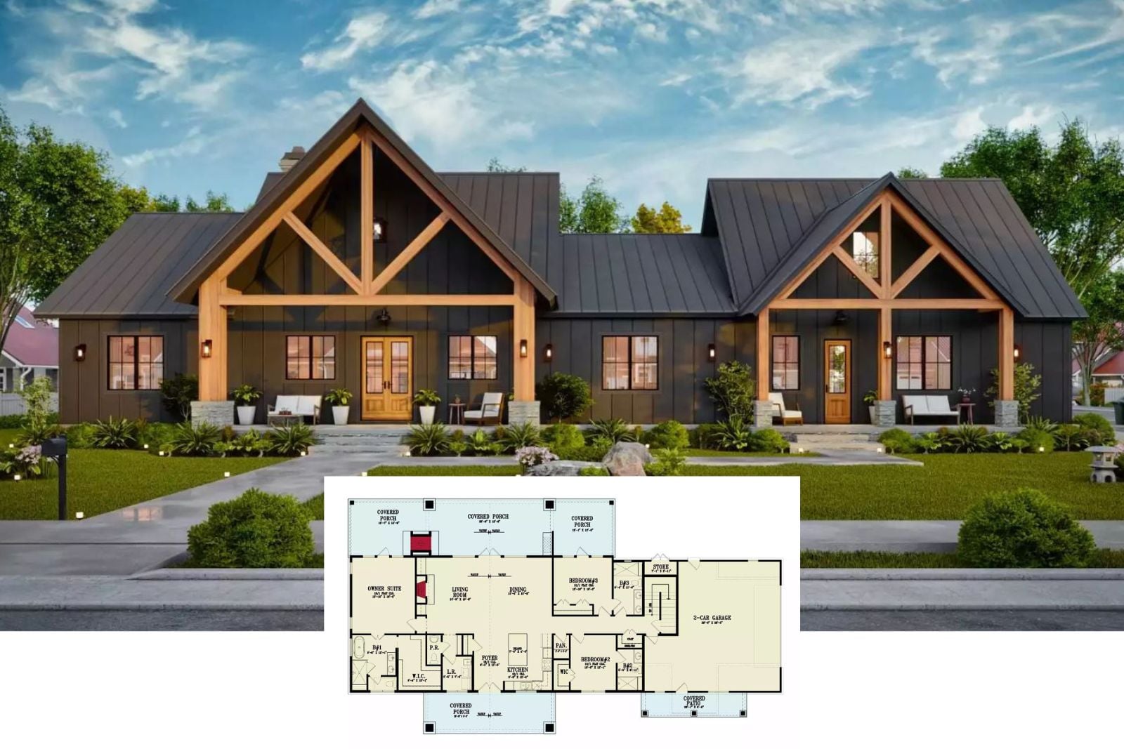 Haystack IV 3-Bedroom Modern Farmhouse with Bonus Room and Lower level Expansion (Floor Plan)