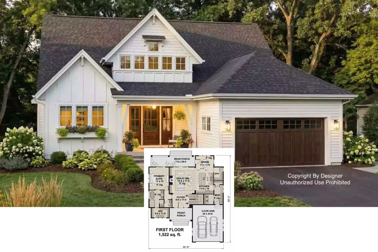 3-Bedroom Hereward Farmhouse with Loft and Covered Patio (Floor Plan)