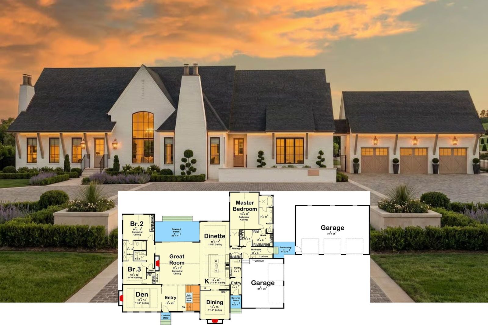 3-Bedroom Modern European Home with 5-Car Garage and Lower Level Expansion (Floor Plan)
