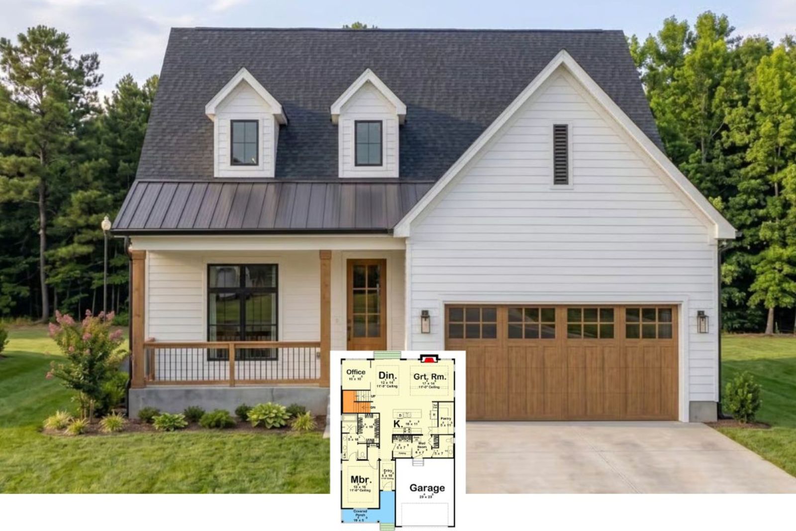 3-Bedroom Modern Farmhouse with Loft and Basement Expansion (Floor Plan)