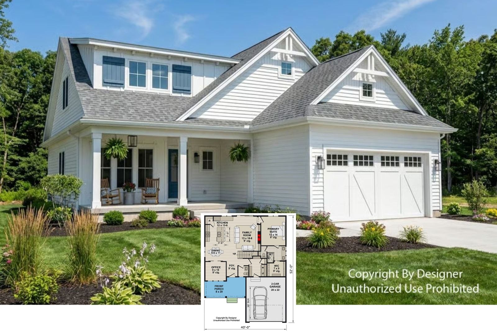 3-Bedroom Modern Farmhouse with Loft and Open Living Space (Floor Plan)