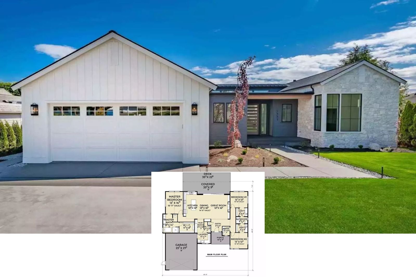 3-Bedroom Morrison Way Ranch with Jack & Jill Bath and Covered Deck (Floor Plan)