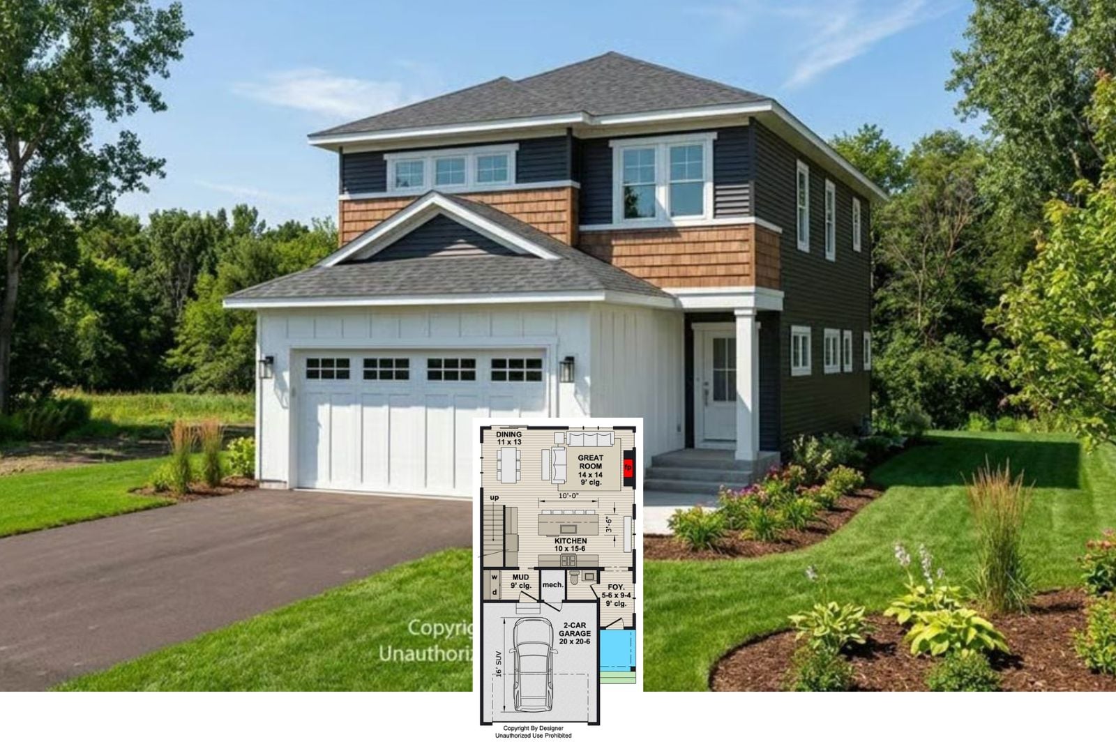 Traditional-Style 3-Bedroom Home with Loft and Narrow Footprint (Floor Plan)