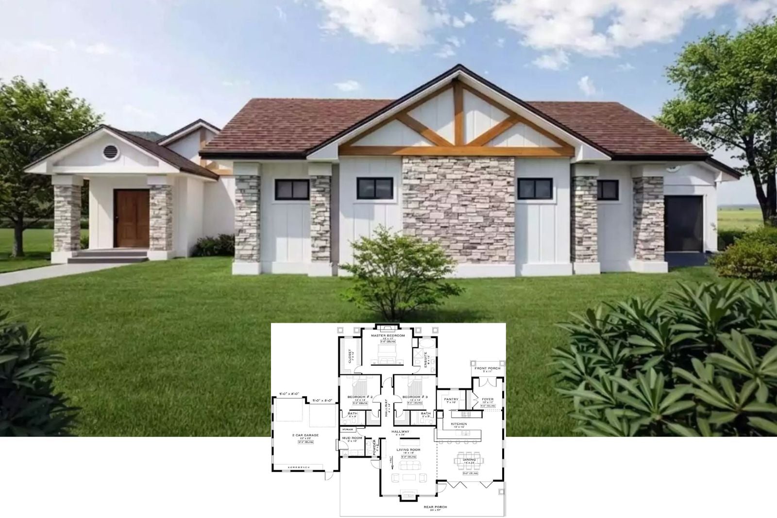 Transitional-Style 3-Bedroom Elkland Home with Double Garage and Open-Concept Living (Floor Plan)