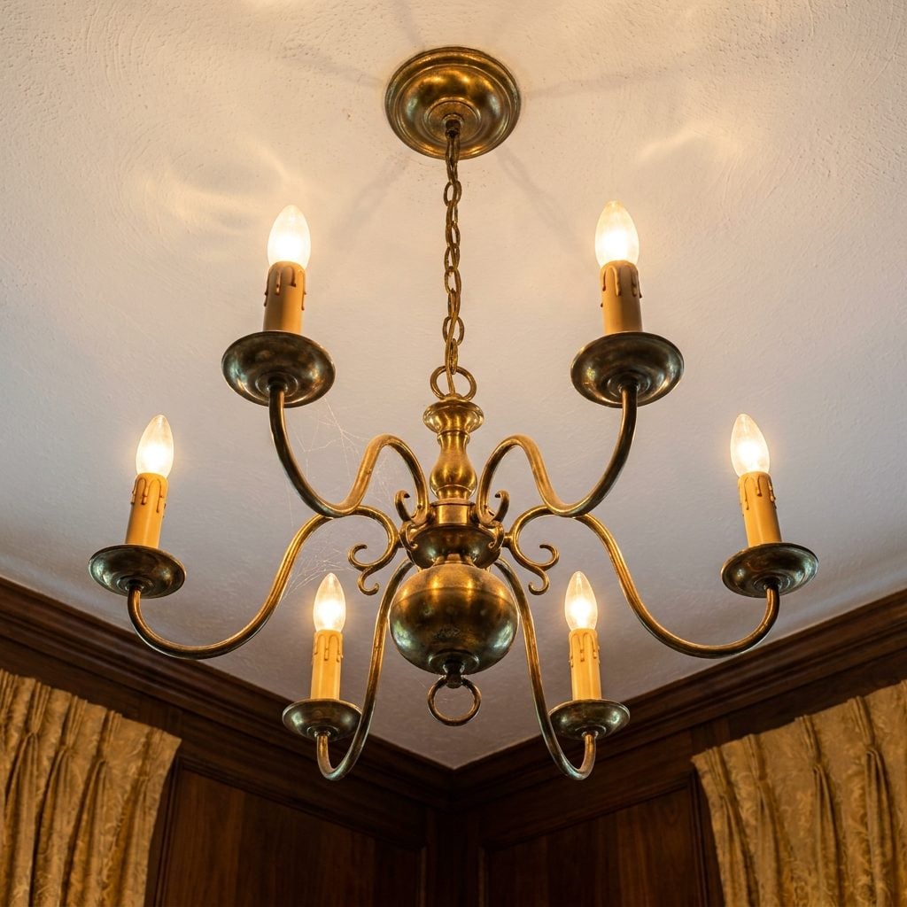 The Brass Chandelier With Candle-Shaped Bulbs That Flickered Like It Was Haunted