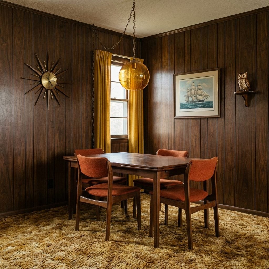Dark Wood Paneling That Made Every Meal Feel Like a Board Meeting You Actually Enjoyed