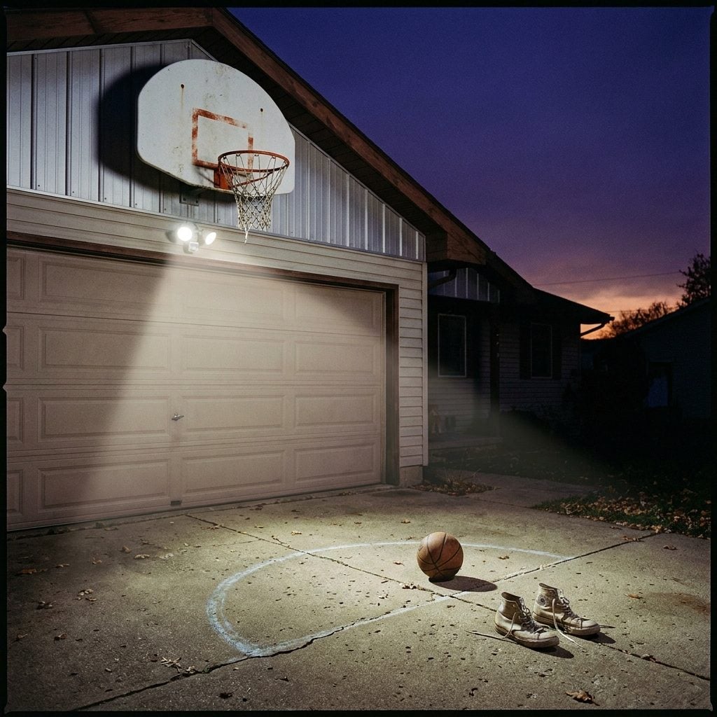 Driveway Basketball Until the Hoop Was Just a Dark Shape Against the Sky