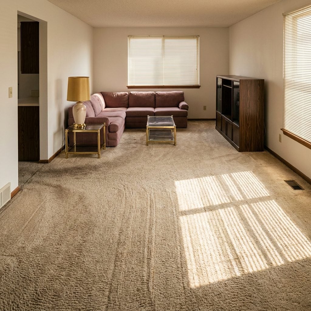 Wall-to-Wall Carpet in a Shade Best Described as Toasted Oatmeal
