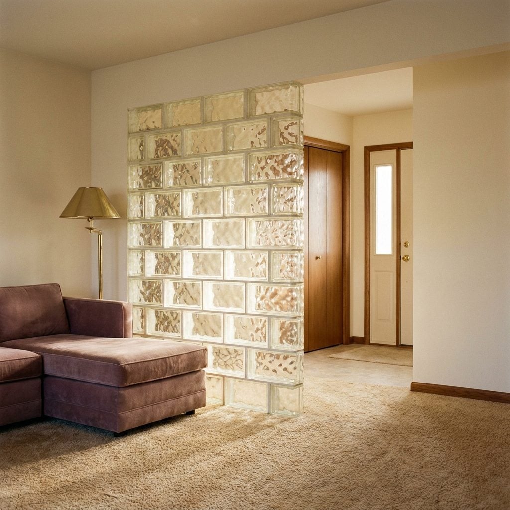 Glass Bricks Dividing the Living Room from the Hallway for Absolutely No Discernible Reason