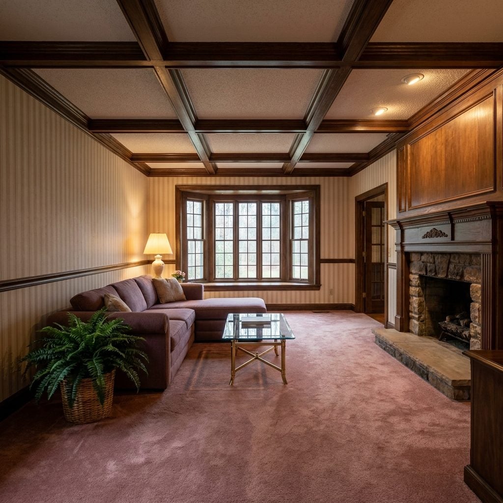Wood Trim Everywhere, Including on the Ceiling, the Stairs, and Your Sense of Dignity