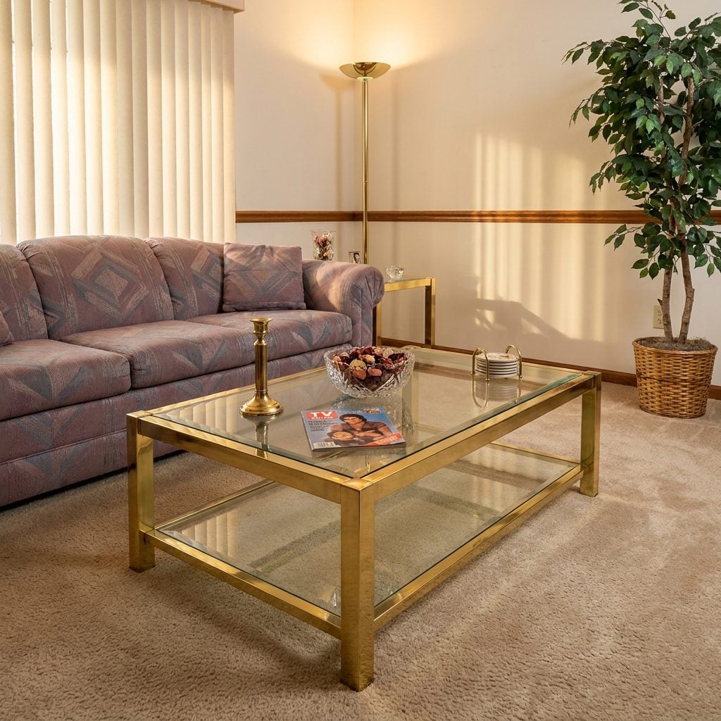 Brass-and-Glass Coffee Tables With Corners That Drew Blood