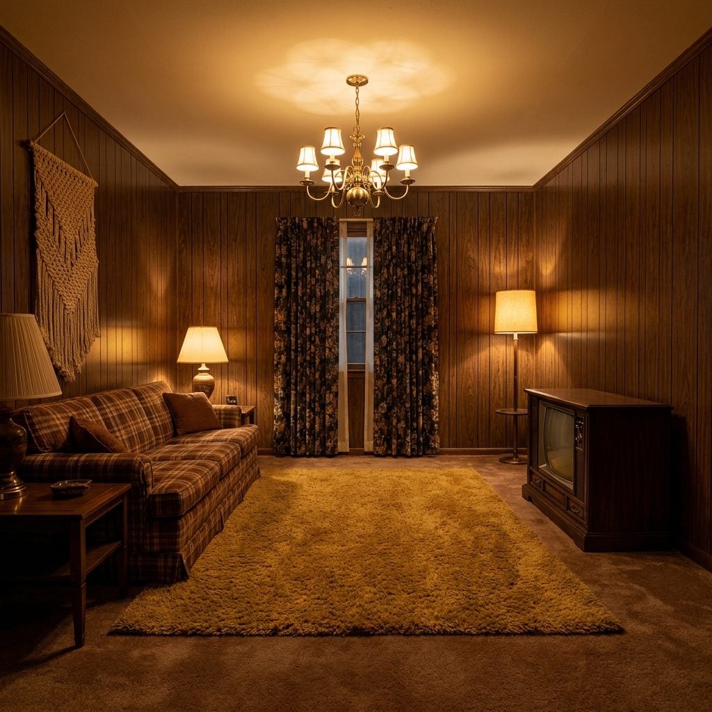 Fake Wood Paneling Dark Enough to Eat the Light Alive