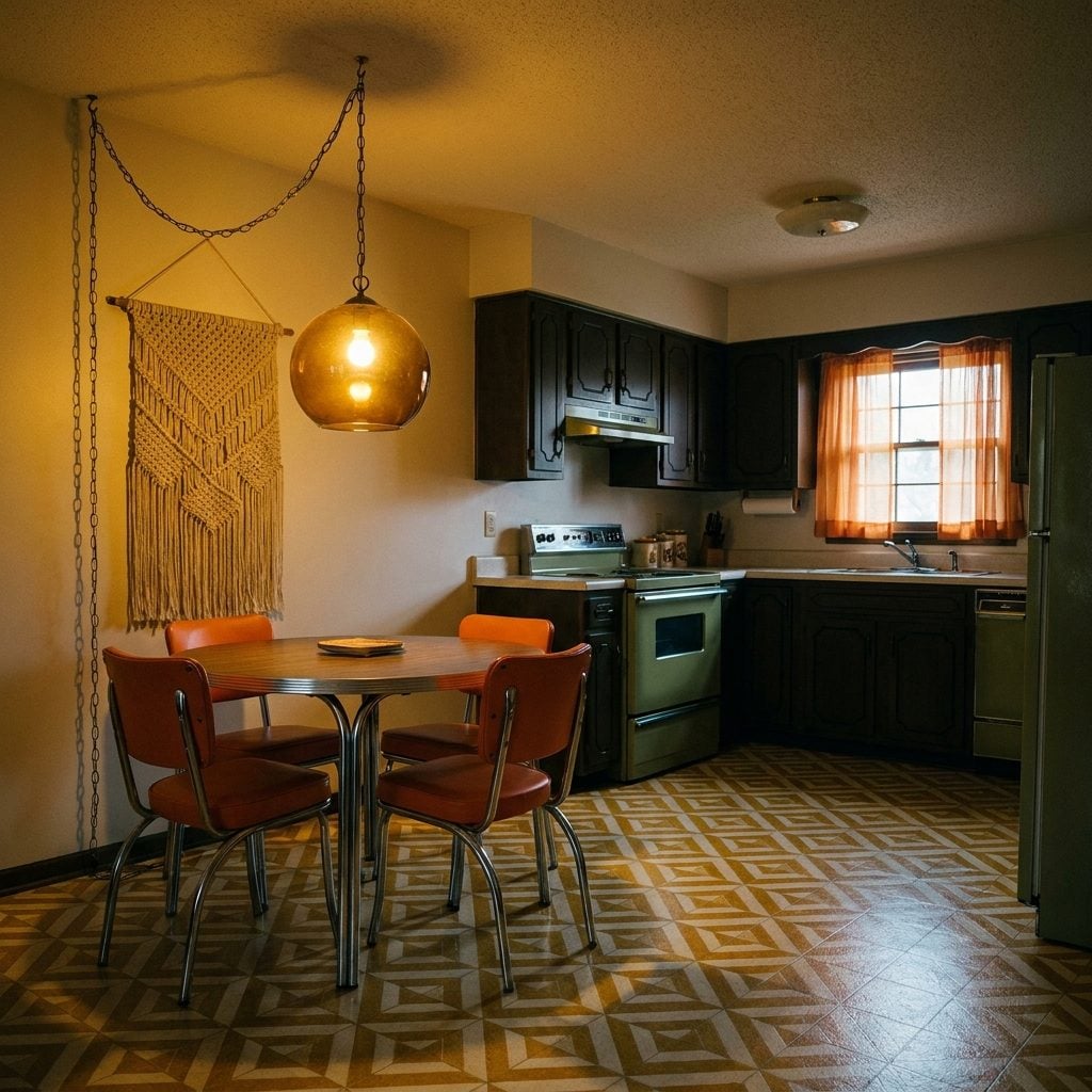 The Swag Lamp Hanging Low Over the Kitchen Table Like It Had Important Business There
