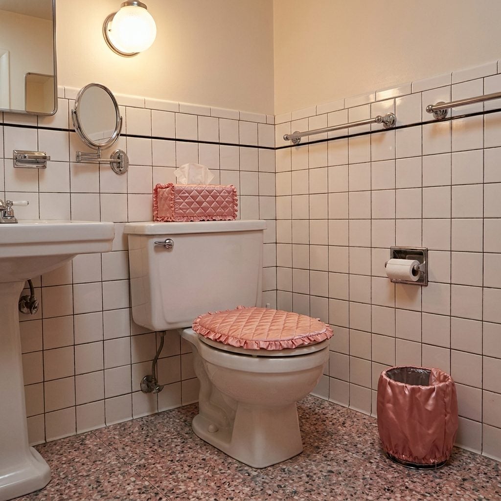 Matching Tissue Box Covers and Toilet Lid Covers in Coordinated Fabric Sets