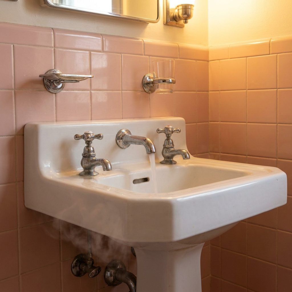 Chrome Fixtures With Separate Hot and Cold Taps That Required a Physics Background