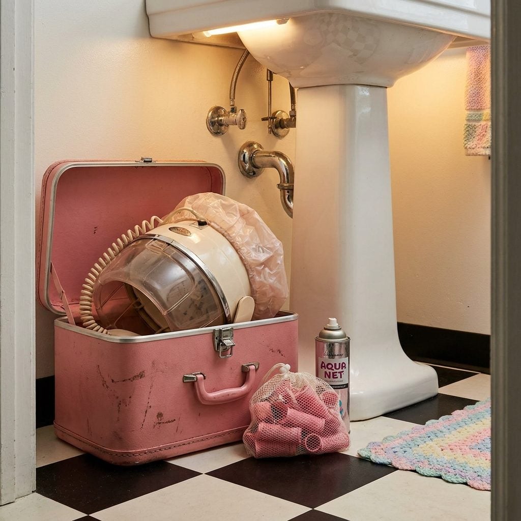 Hair Dryers Stored in Hard-Shell Beauty Cases Tucked Under the Sink