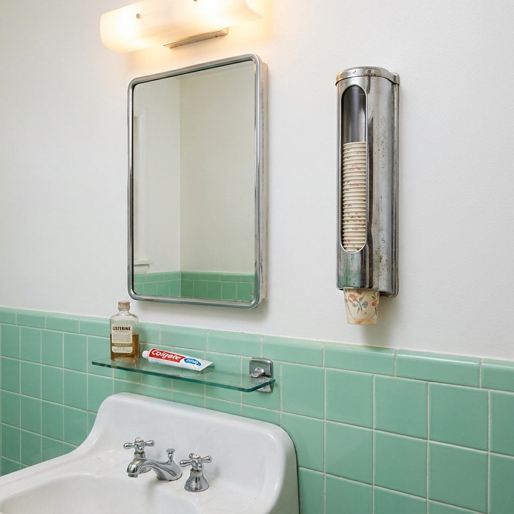 Tiny Wall-Mounted Cup Dispensers That Held Five Paper Cups Nobody Ever Used